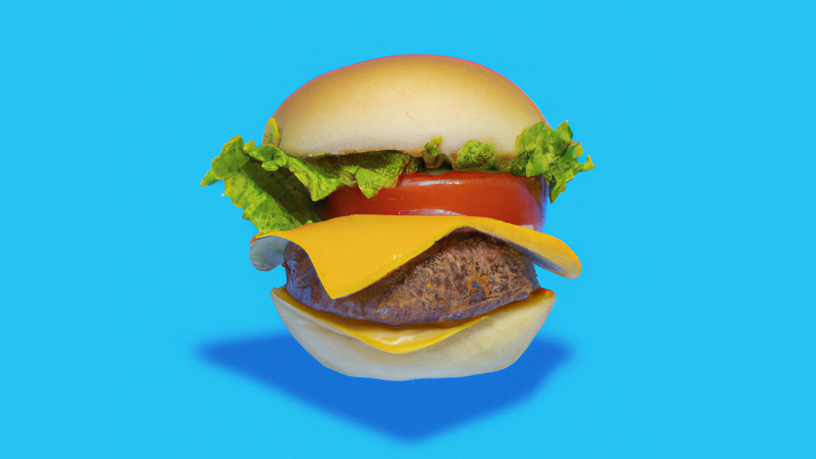 a cheeseburger on a blue background
