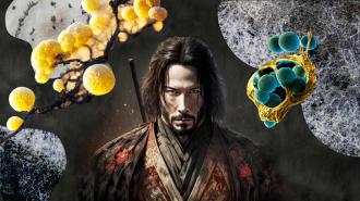 Keanu Reeves surrounded by fungi