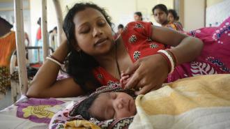 A mother and infant in India.