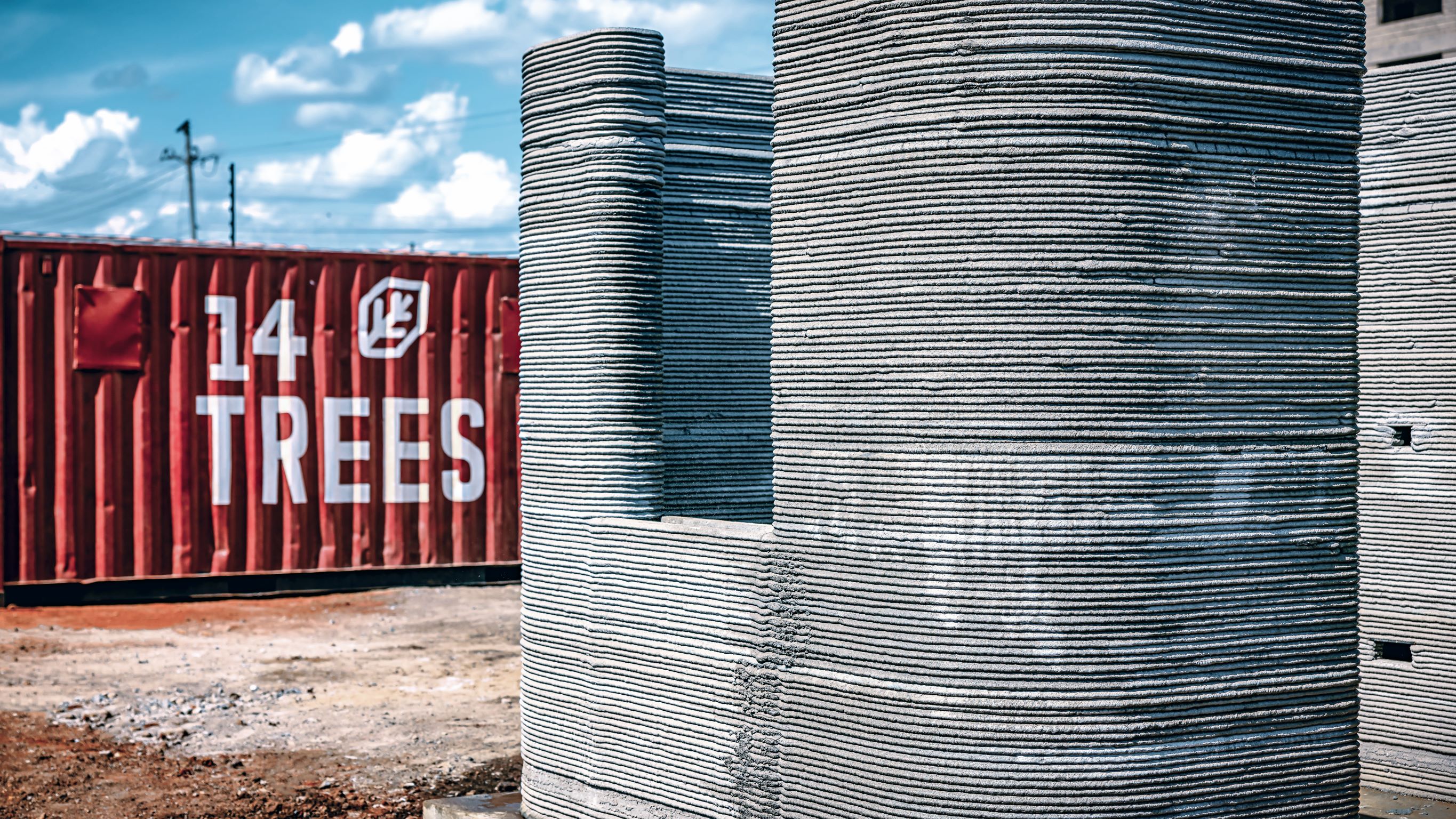 a 3d-printed home under construction