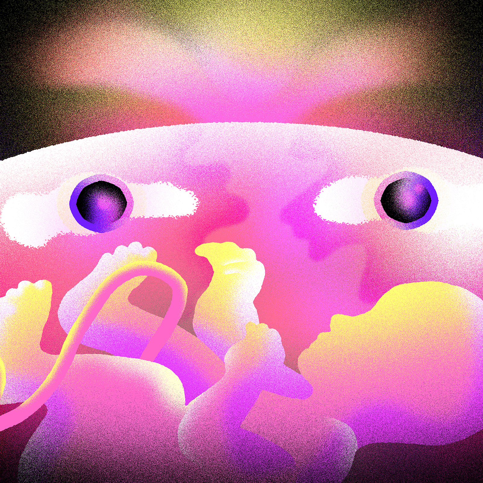 an illustration of a person looking at a baby growing in an artificial womb