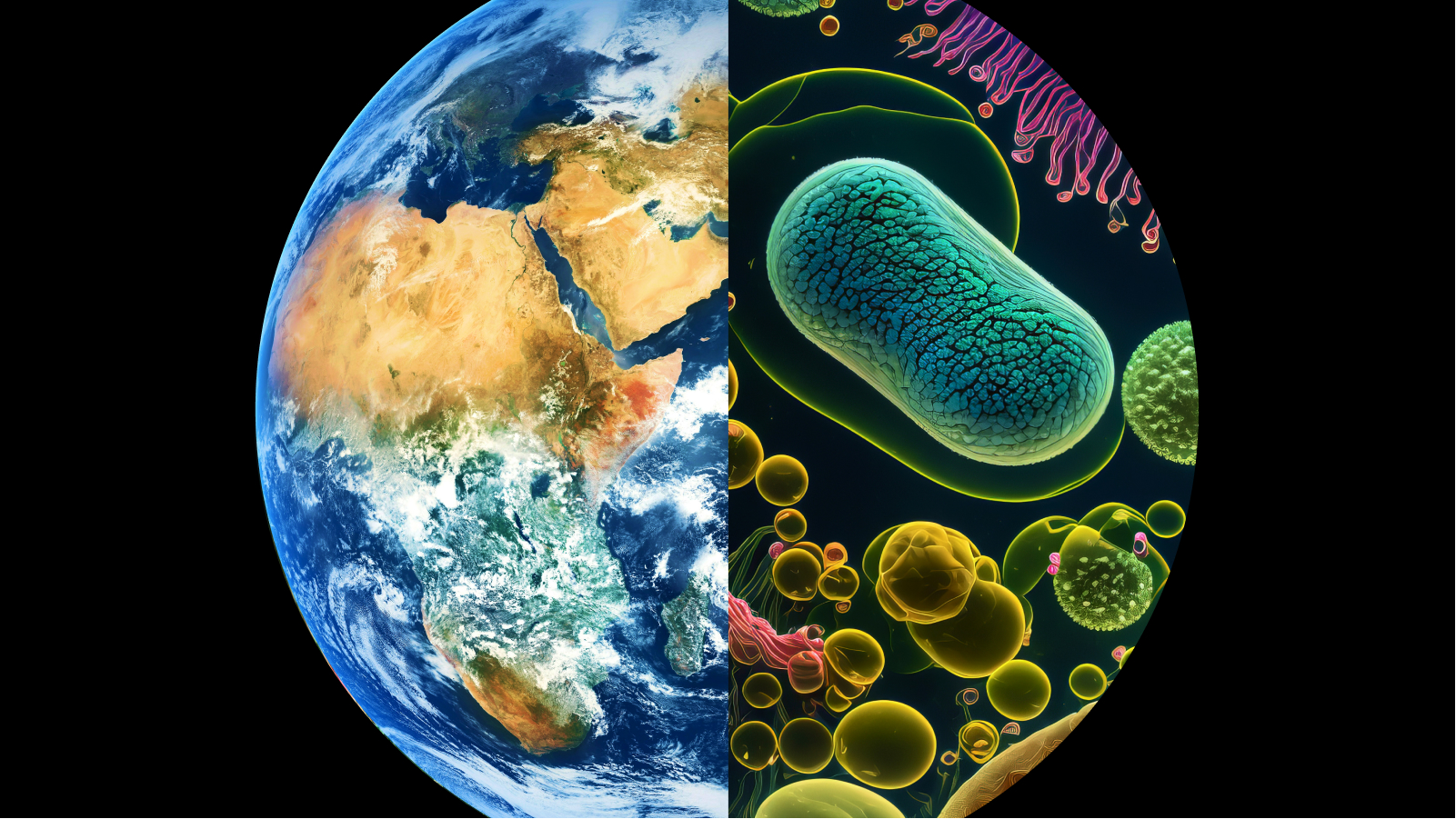 an image of the earth with different organisms on it.