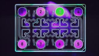 An illustration showing the eight wells of the Lattice device for drug development