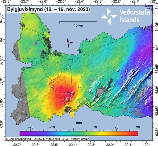 A map showing the location of a volcano.