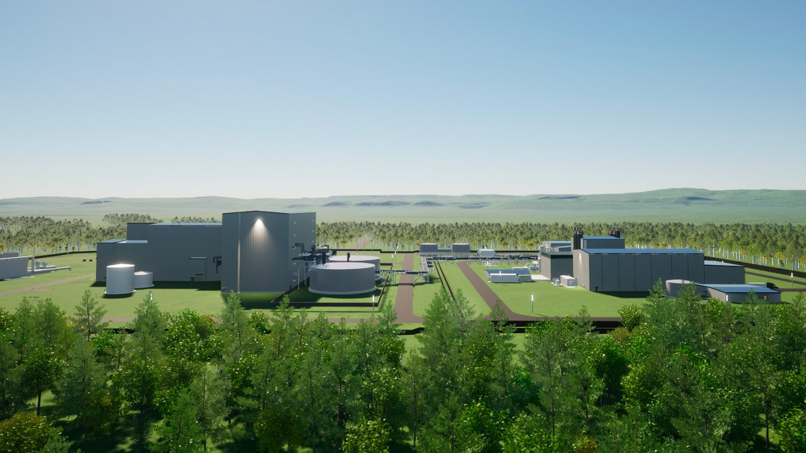 An artist's rendering of a Natrium nuclear power plant