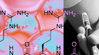 An image of a hydrogel and an image of someone giving themselves an insulin shot.