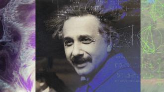 A mesmerizing compilation showcasing the brilliance of Albert Einstein through a vibrant image medley.