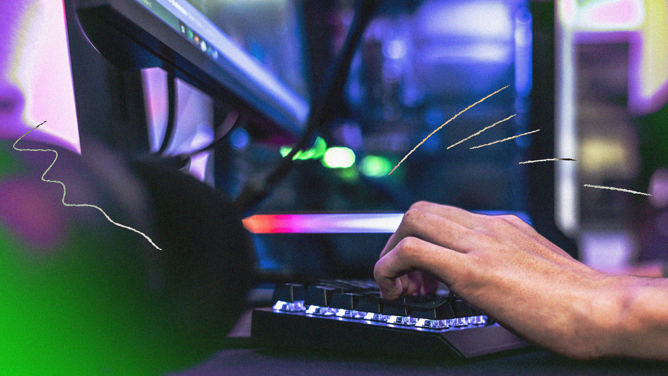 A person is typing on a computer keyboard, reminiscing about their best gaming moments.